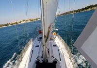 sailing yacht sailboat bow mast genoa sails deck skipper steering wheel sailing yacht